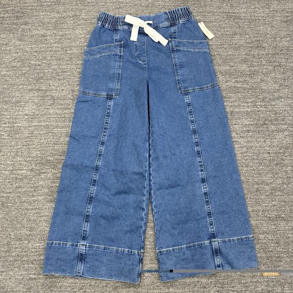 Anthropologie Maeve Jeans Small La Ponche High Rise Tie Waist Wide Leg Denim NEW - Picture 1 of 12